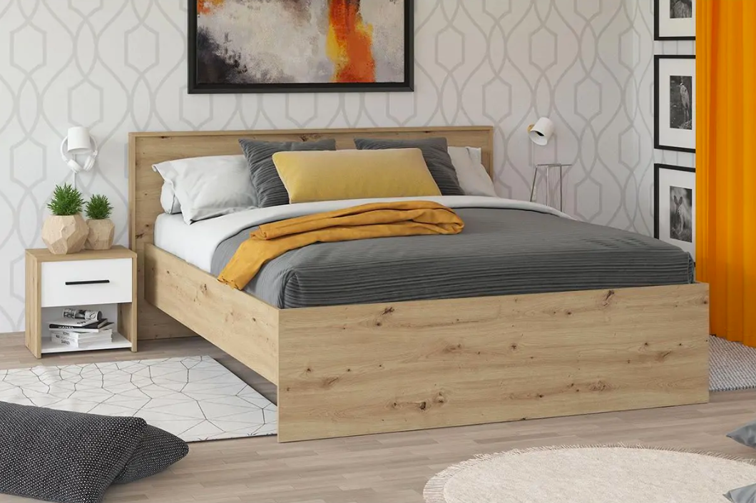 Letto industry economico, finitura Rovere, rete non inclusa, ZFM31611011