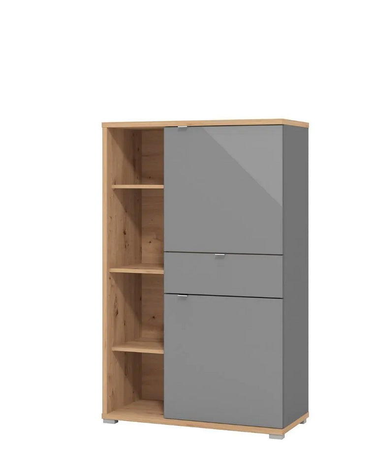 Madia alta con ante vetro, finitura Rovere e Grafite, ZFM47311011