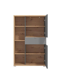 Madia alta con ante vetro, finitura Rovere e Grafite, ZFM47311011