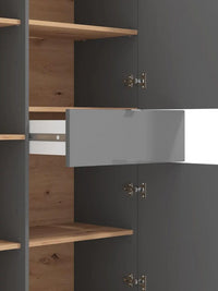 Madia alta con ante vetro, finitura Rovere e Grafite, ZFM47311011