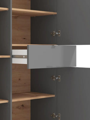 Madia alta con ante vetro, finitura Rovere e Grafite, ZFM47311011