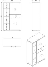 Madia alta con ante vetro, finitura Rovere e Grafite, ZFM47311011