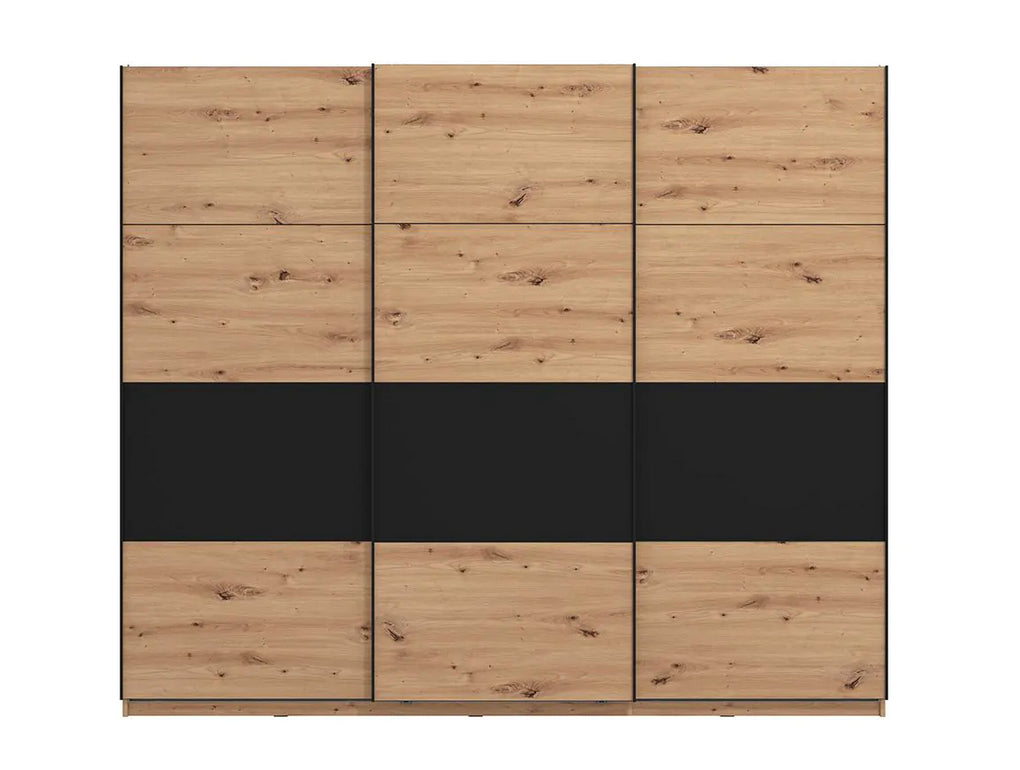 Armadio scorrevole 3 ante, finitura Rovere e Nero, ZFM48111011