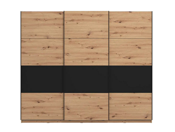 Armadio scorrevole 3 ante, finitura Rovere e Nero, ZFM48111011