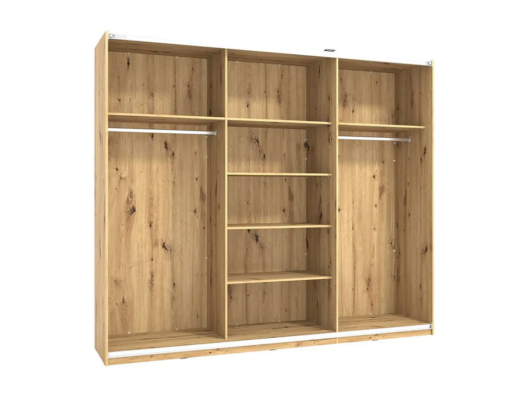 Armadio scorrevole 3 ante, finitura Rovere e Nero, ZFM48111011