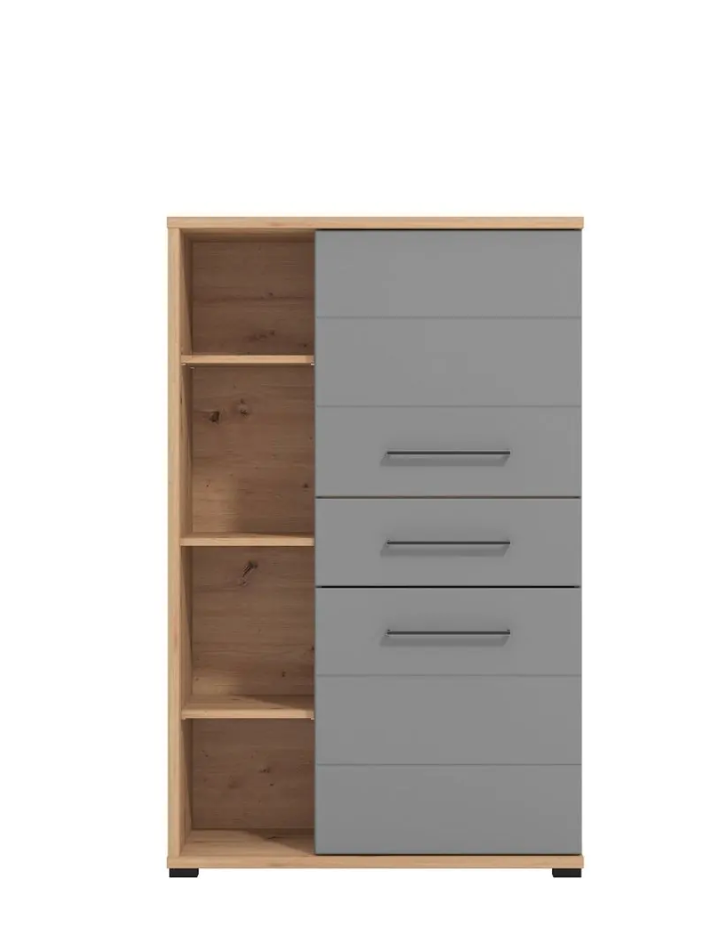 Madia alta 2 ante 1 cassetto, finitura Rovere e Grafite, ZFM56411011