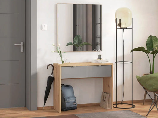 Consolle ingresso a 2 cassetti, finitura Grigio e Rovere, ZFM74411011