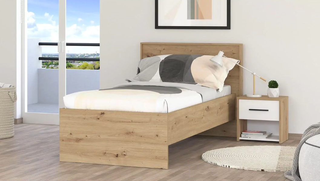 Letto industry singolo economico, finitura Rovere, rete non inclusa, ZFM75611011