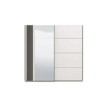 Armadio due ante scorrevoli con specchio e inserti verticali, finitura Bianco e Nero, ZFM89221011