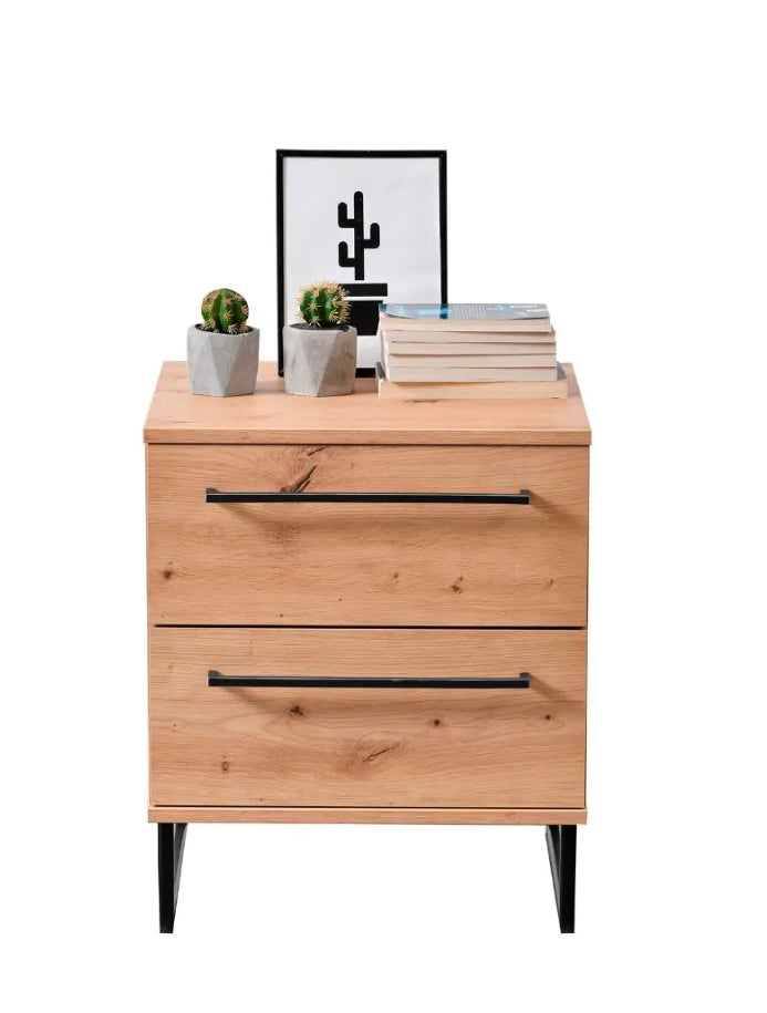 Comodino industry con 2 cassetti, finitura Rovere, ZFM94280011