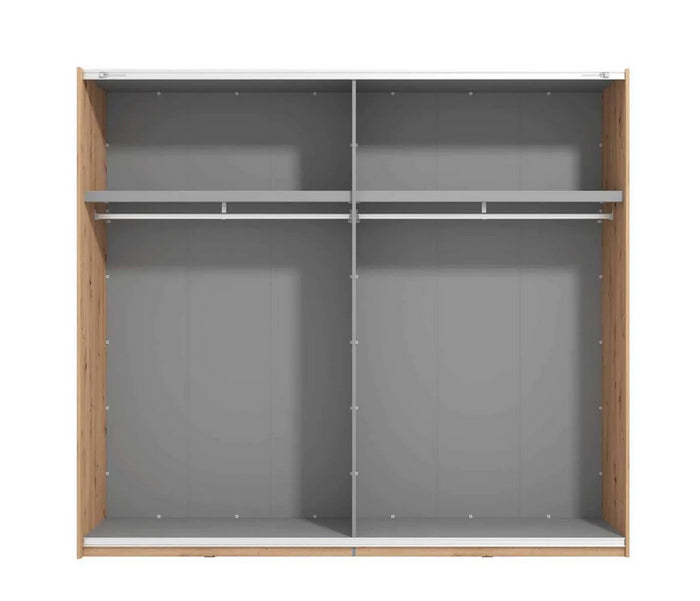 Armadio scorrevole di design moderno, con specchio, Rovere oak e Nero, ZFMLOZ10321011 