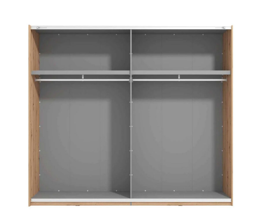 Armadio scorrevole di design moderno, con specchio, Rovere oak e Nero, ZFMLOZ10321011 