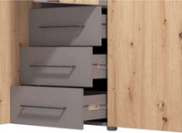 Armadio stile industry 5 ante battenti, finitura Rovere oak e Grigio, ZFMSID78221011