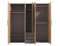 Armadio stile industry 5 ante battenti, finitura Rovere oak e Grigio, ZFMSID78221011