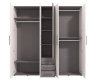 Armadio stile industry 5 ante, colore Bianco frassino e Grigio, ZFMSID88221011 