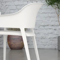 Set 4 Sedie da Giardino in Plastica Impilabili con Braccioli e Schienale Alto in PP, Bianco