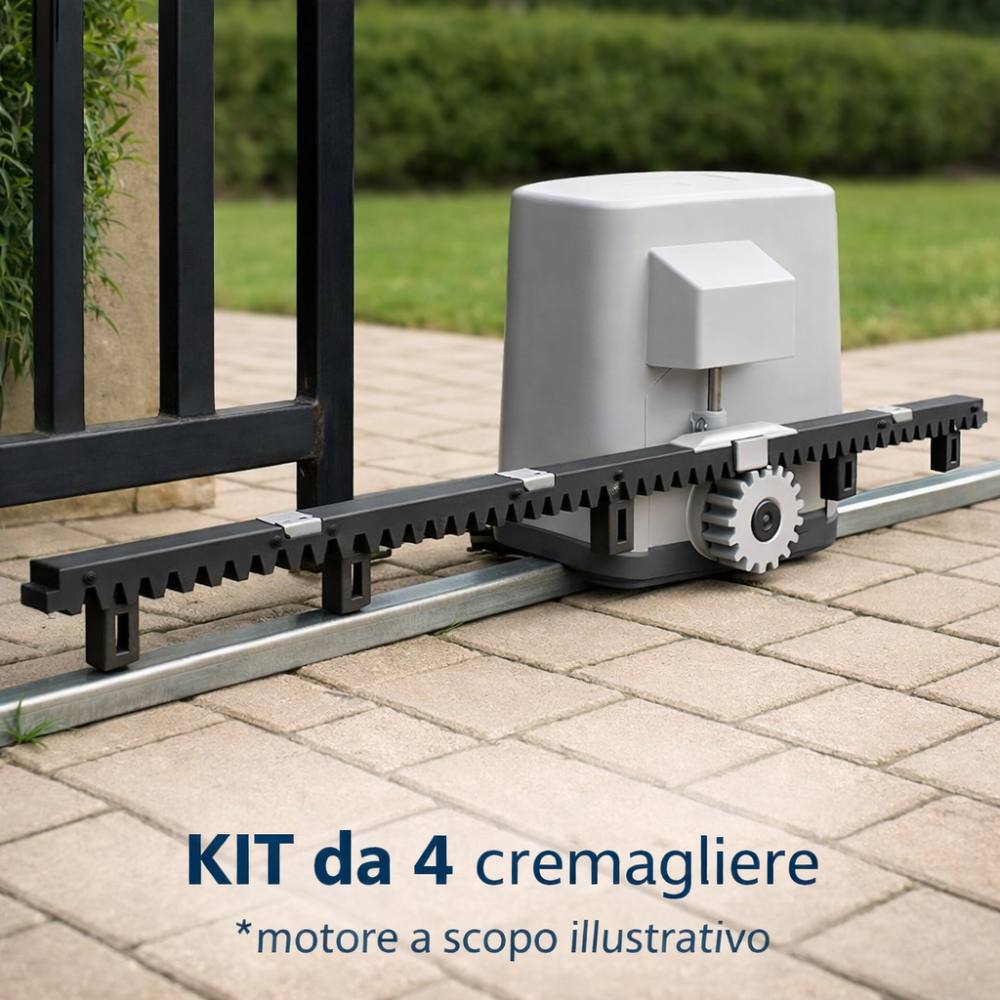 Kit cremagliere nylon m4 crm2 con inserto metallico per cancelli scorrevoli
