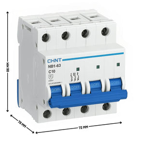 Interruttore magnetotermico 4p 6ka curva c chint serie nb1-63 da quadro din *** ampere 10 ampere, confezione 1