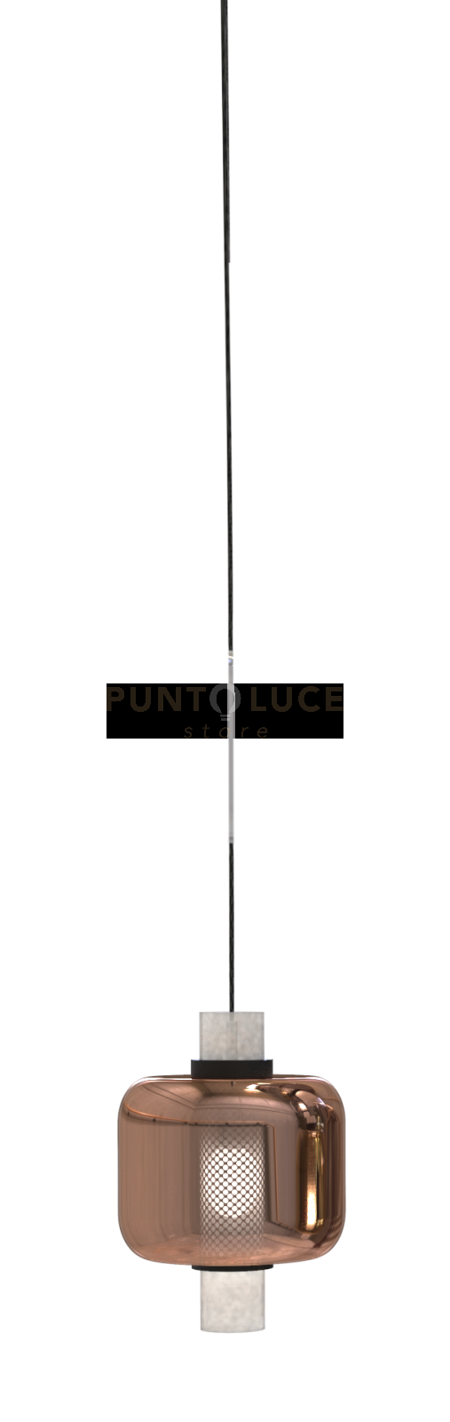 ZHEN-R Sospensione 1 luce in vetro rame struttura nera in metallo attacco E27 senza base