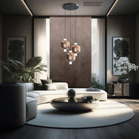 ZHEN-R Sospensione 1 luce in vetro rame struttura nera in metallo attacco E27 senza base