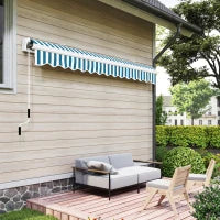 Tenda da Sole a Bracci Avvolgibile a Manovella in Metallo e Alluminio, 4x2.5m, Verde e Bianco