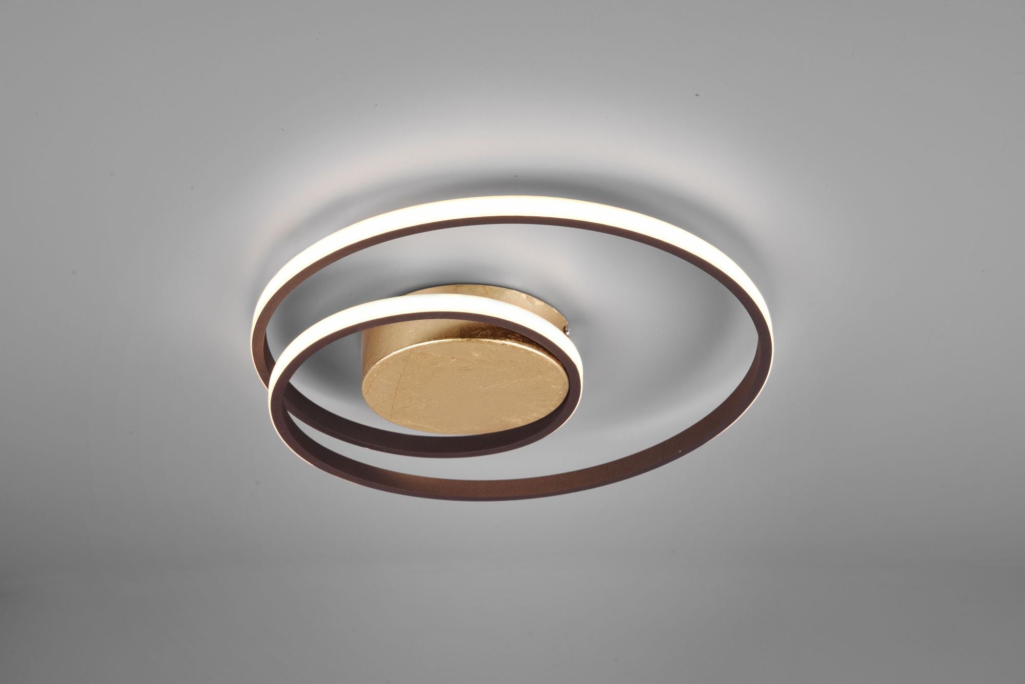 ZIBAL PLAFONIERA LED 22W 2500lm, 3000K SPIRALE ORO ANTICATO DIMMERABILE CON INTERRUTTORE D.40CM