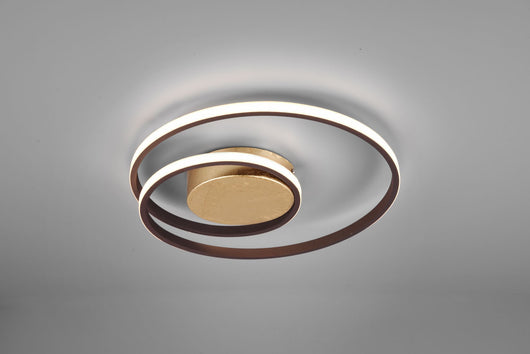 ZIBAL PLAFONIERA LED 22W 2500lm, 3000K SPIRALE ORO ANTICATO DIMMERABILE CON INTERRUTTORE D.40CM