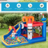 Gioco Gonfiabile per Bambini 3-8 Anni a tema Spazio con Borsa, 11 Paletti e Toppe Inclusi, 340x270x227 cm