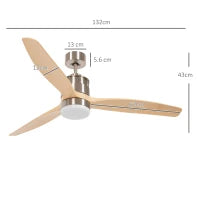 Ventilatore da Soffitto con Luce LED Bianca a 6 Velocità e Timer, in Metallo e Acrilico, Ø132 x 43A cm