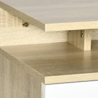 Set da 2 Comodini Sospesi con Cassetto e Ripiano Superiore, in Legno, 35x32x22.5 cm, Bianco e Rovere