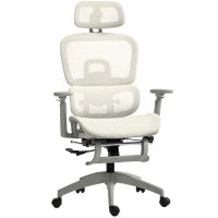 Sedia da Ufficio Ergonomica con Rivestimento in Rete, regolabile, con rotelle, braccioli e poggiatesta, Beige