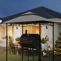 Copertura per Gazebo da Giardino per Barbecue 1.52x2.44 m a 2 Livelli in Poliestere Grigio Chiaro