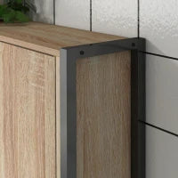 kleankin Mobile da Bagno Sopra il WC con Armadio a 2 Porte e Ripiano Aperto, Legno naturale