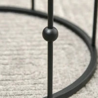 Set di 2 Tavolini da Caffè Impilabili in Metallo e Vetro Temperato Ø41x57cm e Ø36x51cm, Nero