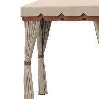 Gazebo da Giardino 4x4m Esagonale con Doppio Tetto e Tende Laterali Rimovibili, Marrone