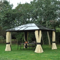 Gazebo da Giardino in Alluminio con Tetto in PC, 430x360x265 cm