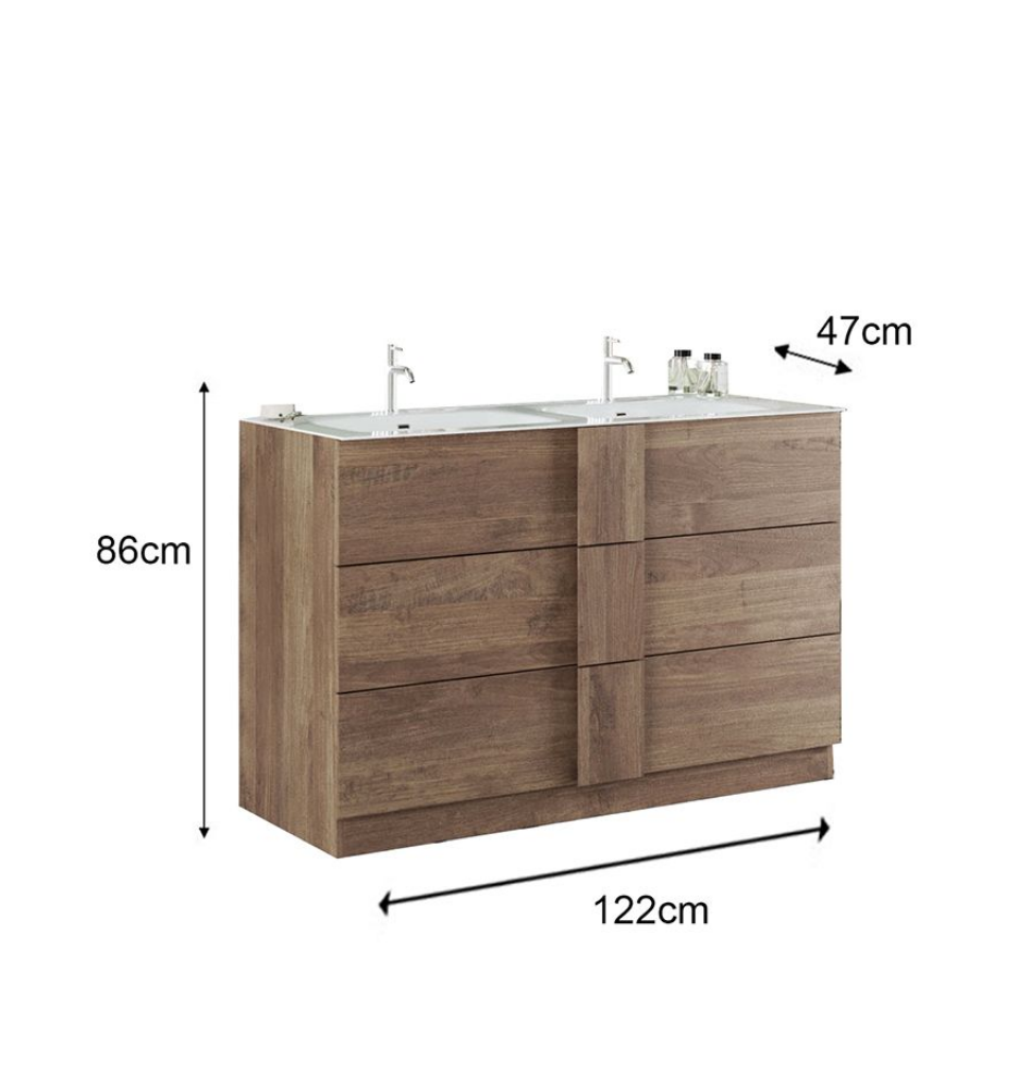 Mobile da bagno 3 cassetti, finitura Mercure Made in Italy 