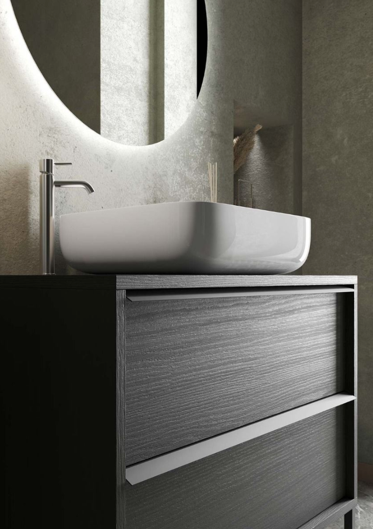 Mobile da bagno sospeso colore Nero Frassinato