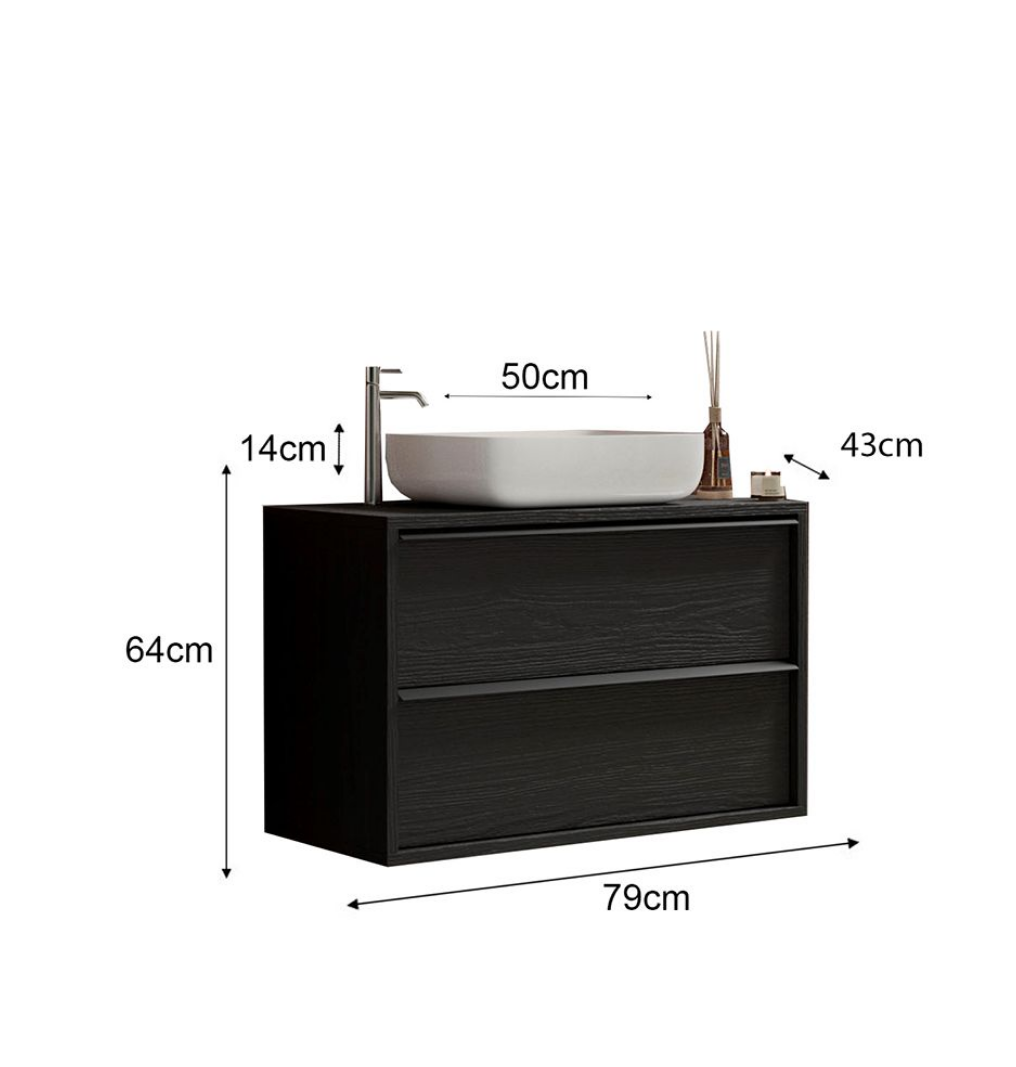 Mobile da bagno sospeso colore Nero Frassinato