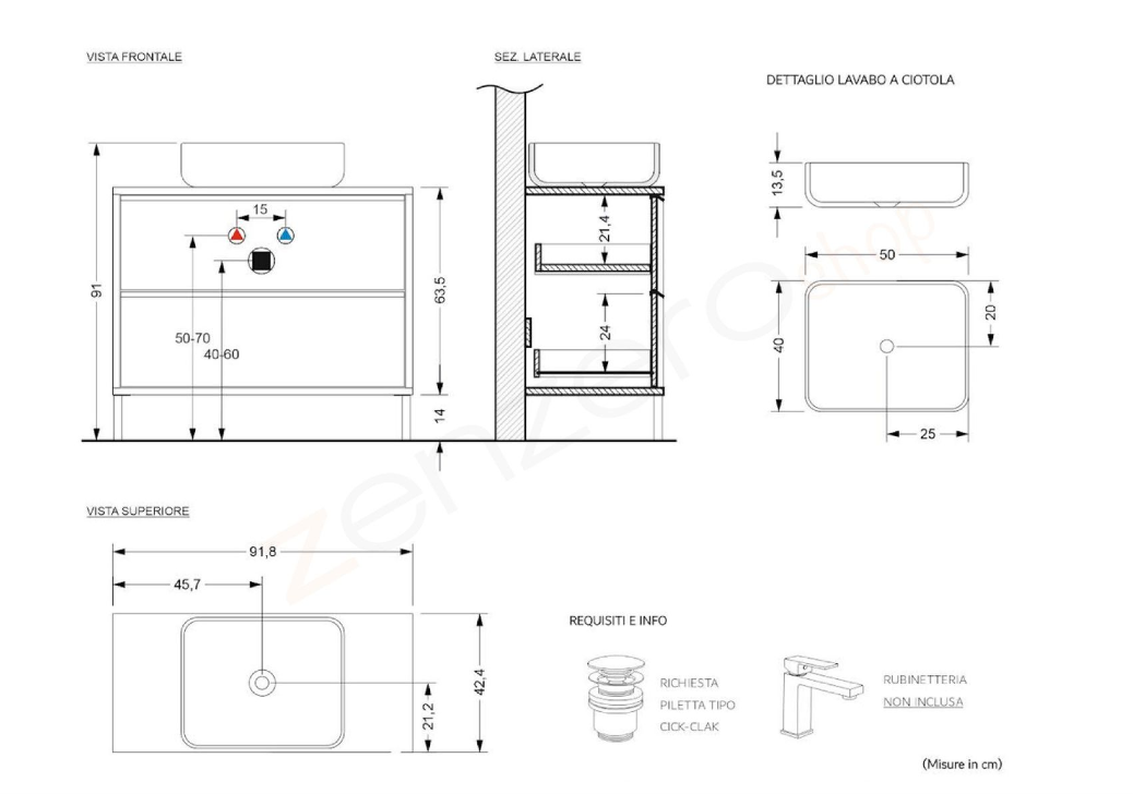 Mobile da bagno sospeso colore Nero Frassinato