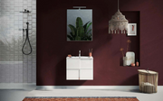 Mobiletto da bagno bianco lucido sospeso a 2 cassetti 
