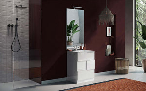 Mobiletto da bagno bianco lucido a 3 cassetti 