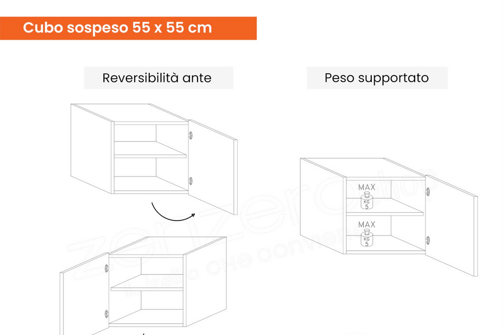 Pareti attrezzate TV elegante, finitura Bianco lucido e Cadiz, ZLCINFNCOMP22-1 