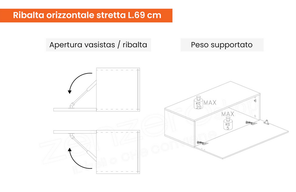 Pareti attrezzate TV elegante, finitura Bianco lucido e Cadiz, ZLCINFNCOMP22-1 