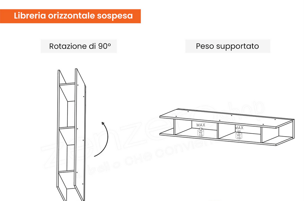 Pareti attrezzate TV elegante, finitura Bianco lucido e Cadiz, ZLCINFNCOMP22-1 