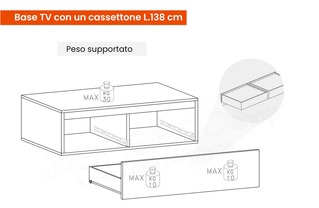 Elegante e funzionale Parete attrezzata di design L.330, finitura Lava e Mercure, ZLCINFNCOMPN28-1