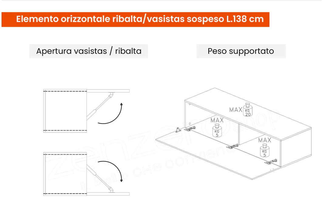 Parete Attrezzata di design, Bianco lucido e Cadiz , ZLCINFNCOMPN44-1