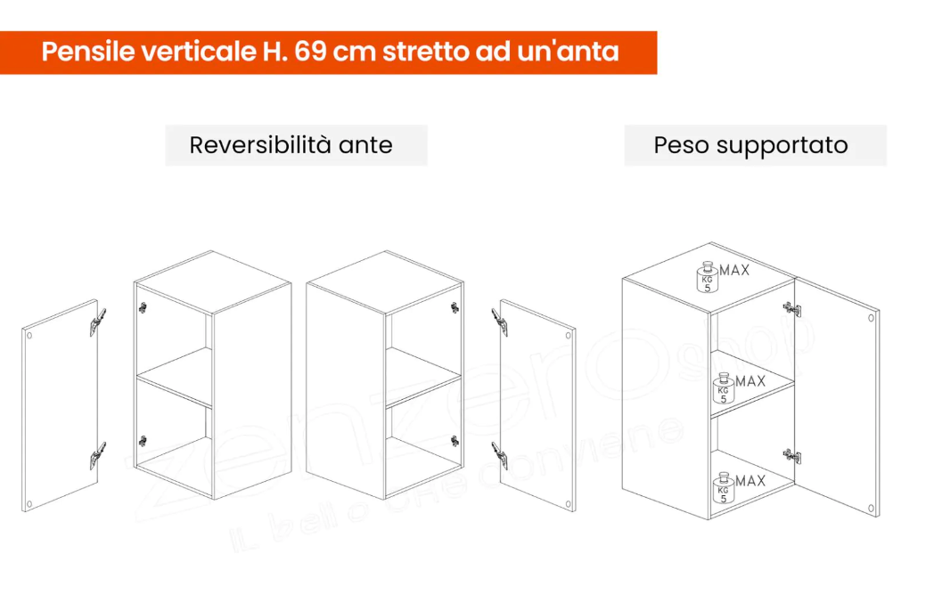 Conveniente ed elegante Parete Attrezzata L.280, finitura Bianco lucido e Mercure, ZLCINFNCOMPN46-1