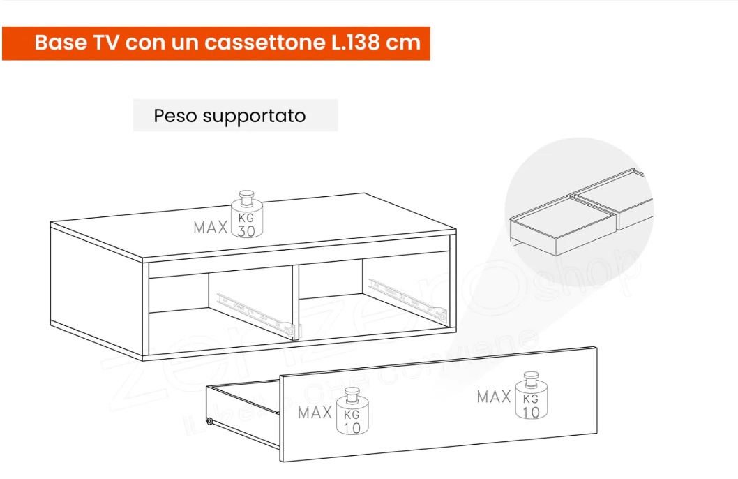 Conveniente ed elegante Parete Attrezzata L.280, finitura Bianco lucido e Mercure, ZLCINFNCOMPN46-1