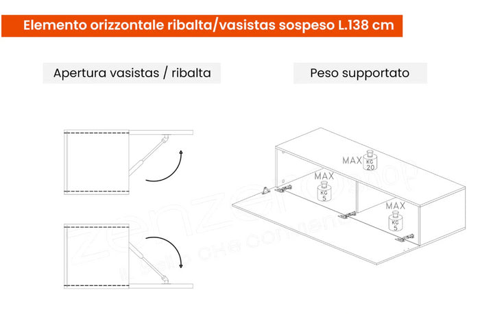 Parete attrezzata, Soggiorno moderno, finitura Lava, ZLCINFNCOMPN57-1PT